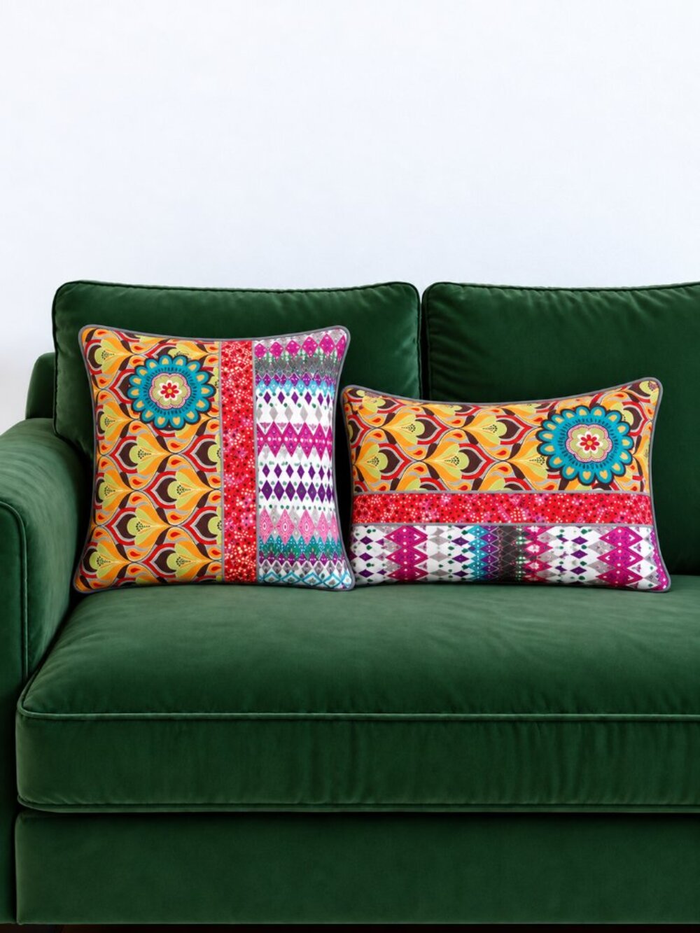 Karma Living Boho 100% Cotton Appliqué Pillow Covers Set of 2
